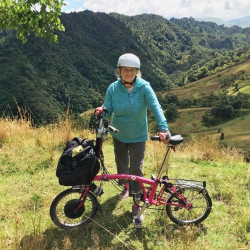 Christine Sabin and bike